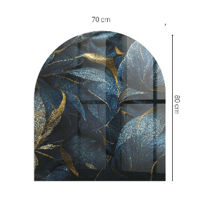 Vetro sotto il camino semiovale con motivo di foglie eleganti nella struttura