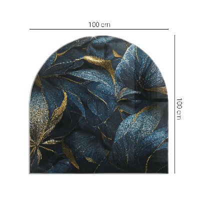 Vetro sotto il camino semiovale con motivo di foglie eleganti nella struttura