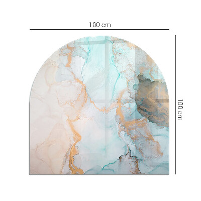 Lastra in vetro per caminetto semiovale con motivo astratto fluido