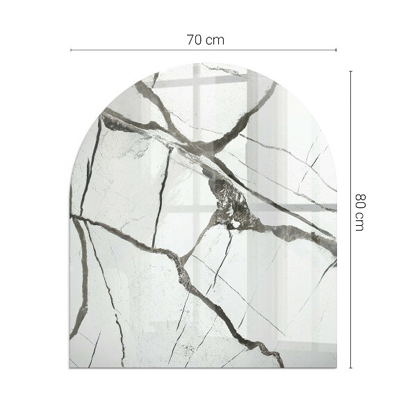 Vetro sotto il camino semiovale Venature di marmo in uno stile elegante