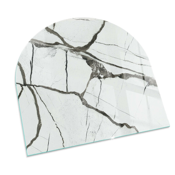 Vetro sotto il camino semiovale Venature di marmo in uno stile elegante
