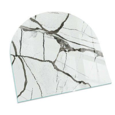 Vetro sotto il camino semiovale Venature di marmo in uno stile elegante