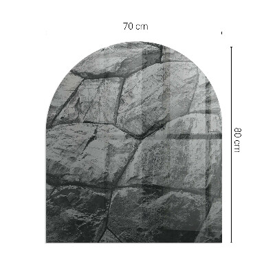 Lastra in vetro per caminetto semiovale con finitura effetto pietra in tonalità naturale