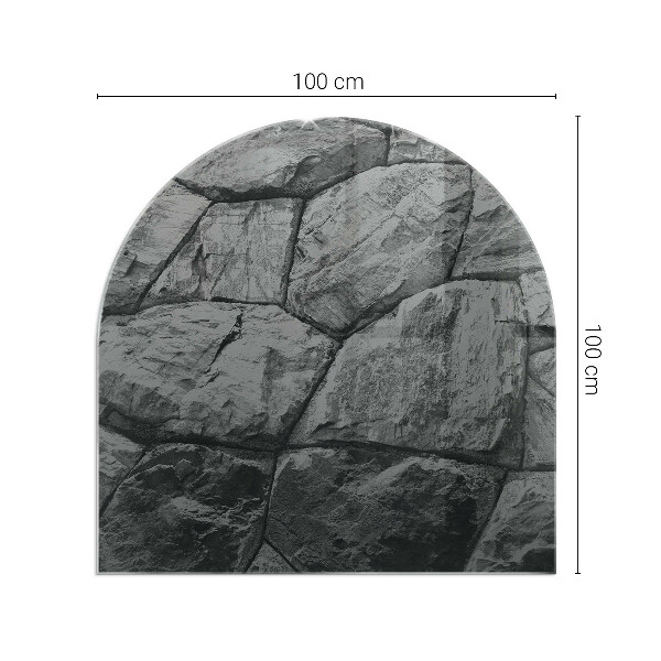 Lastra in vetro per caminetto semiovale con finitura effetto pietra in tonalità naturale