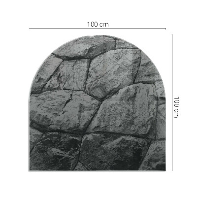 Lastra in vetro per caminetto semiovale con finitura effetto pietra in tonalità naturale