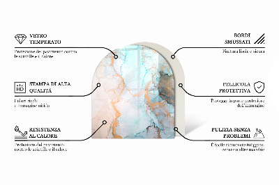 Vetro sotto il camino semiovale con effetto marmo e venature delicate