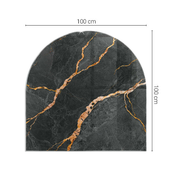 Vetro sotto il camino semiovale con effetto marmo e venature delicate
