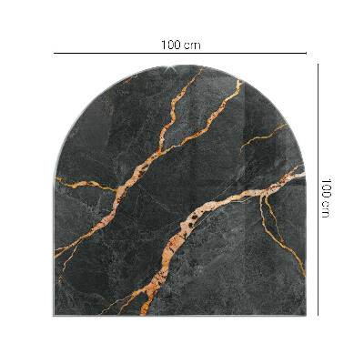 Vetro sotto il camino semiovale con effetto marmo e venature delicate