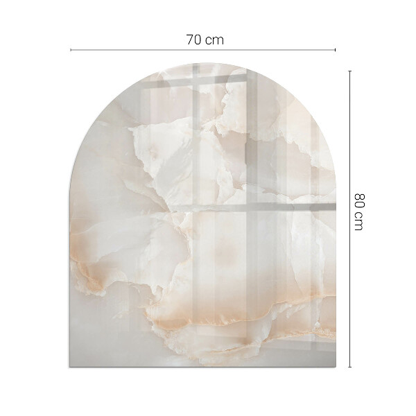 Lastra in vetro per caminetto semiovale con motivo organico in pietra