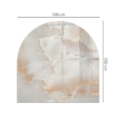 Lastra in vetro per caminetto semiovale con motivo organico in pietra