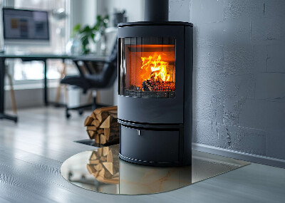 Vetro sotto il camino semiovale con motivo astratto effetto marmo