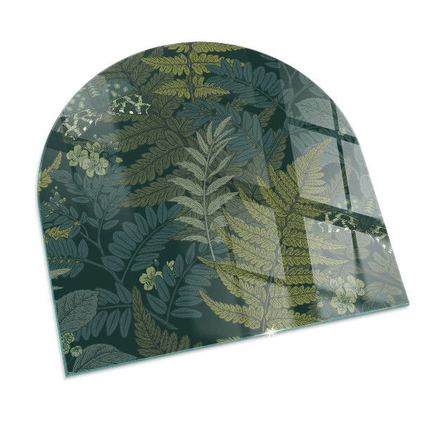 Vetro sotto il camino semiovale con disegni di piante e farfalle