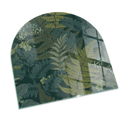 Vetro sotto il camino semiovale con disegni di piante e farfalle