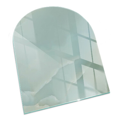 Vetro sotto il camino semiovale con motivo marmorizzato in tonalità delicate