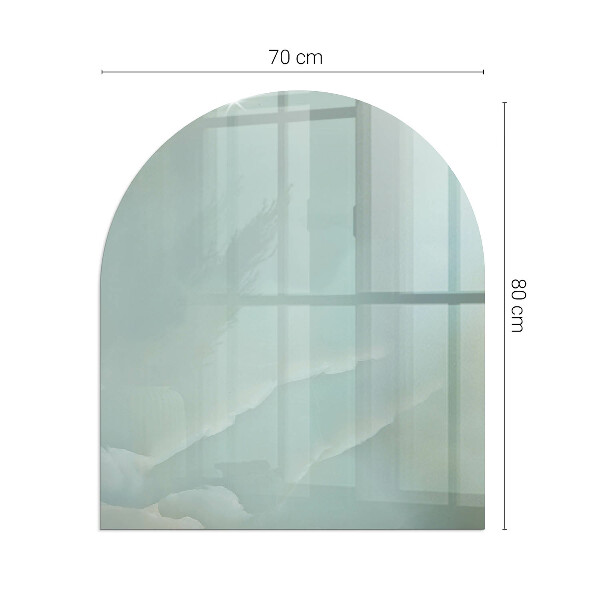 Vetro sotto il camino semiovale con motivo marmorizzato in tonalità delicate