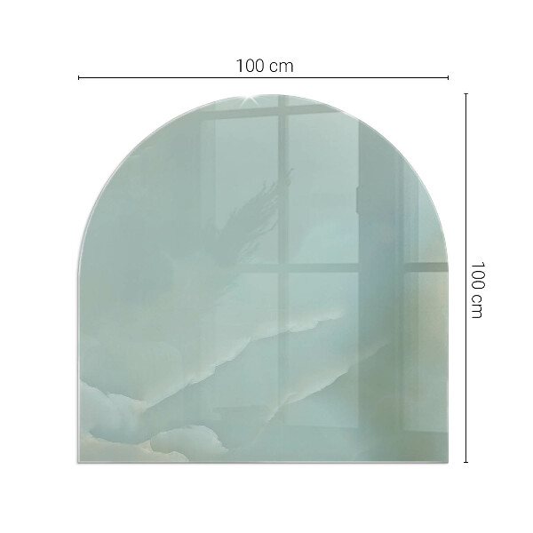 Vetro sotto il camino semiovale con motivo marmorizzato in tonalità delicate