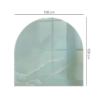 Vetro sotto il camino semiovale con motivo marmorizzato in tonalità delicate