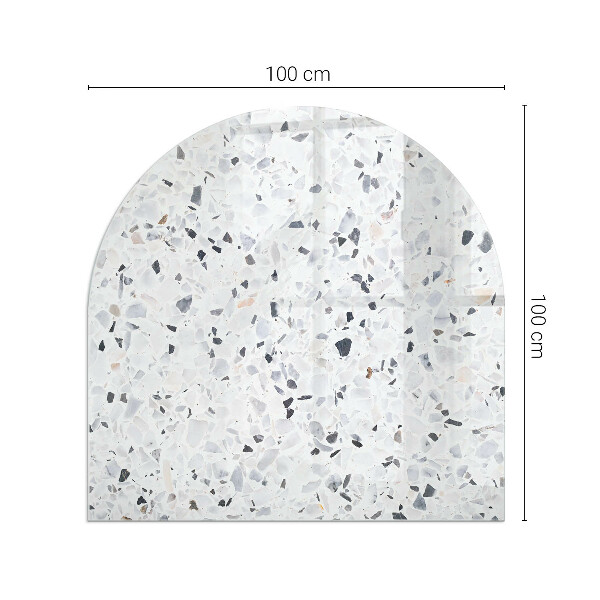 Vetro sotto il camino semiovale con motivo a pietra e piccoli dettagli