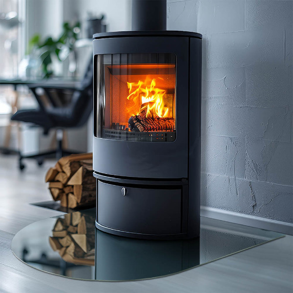 Vetro sotto il camino semiovale di colore del mare