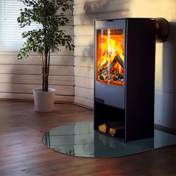 Vetro sotto il camino semiovale di colore del mare