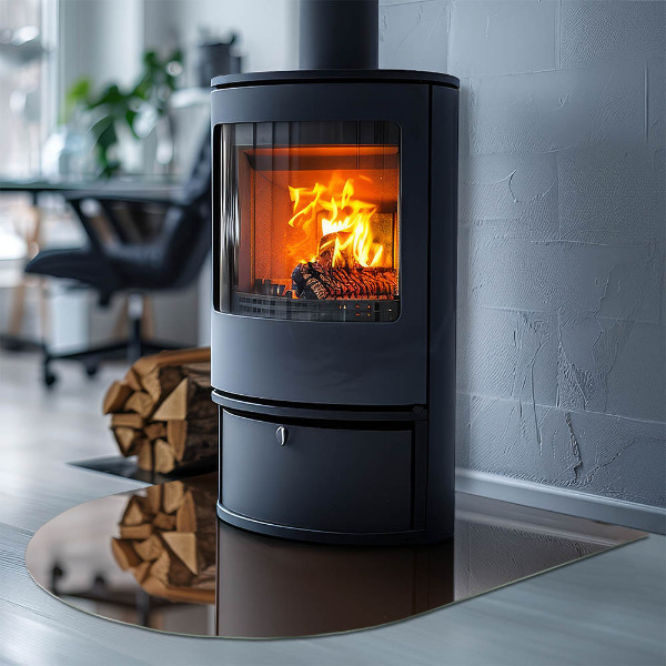 Vetro sotto il camino semiovale di colore marrone