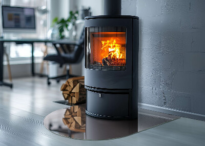 Lastra in vetro per caminetto semiovale in colore beige