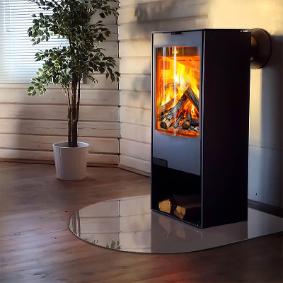 Lastra in vetro per caminetto semiovale Colore beige