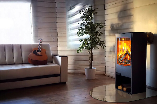 Vetro sotto il camino semiovale di colore marrone