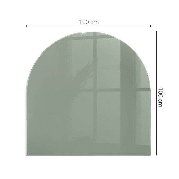 Lastra in vetro per caminetto semiovale Colore grigio-verde