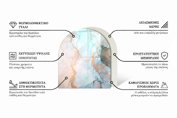 Vetro sotto il camino semiovale in colore marrone