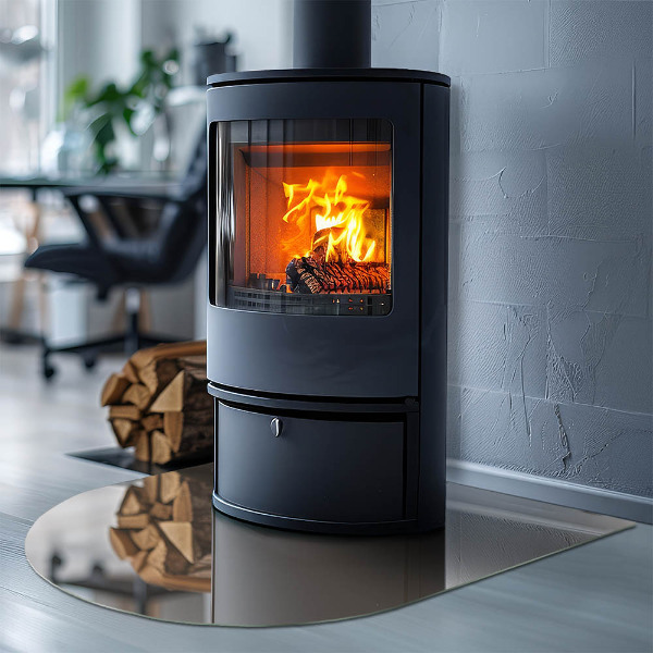 Vetro sotto il camino semiovale di colore marrone