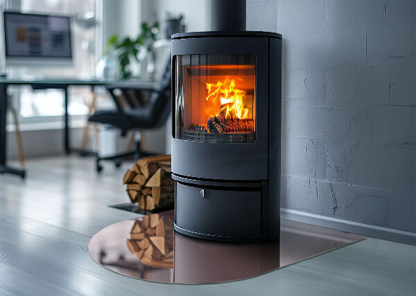 Lastra in vetro per caminetto semiovale di colore rosa