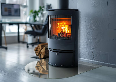 Vetro sotto il camino semiovale in colore grigio-verde