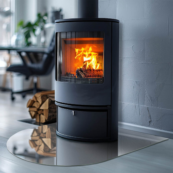 Vetro sotto il camino semiovale Colore grigio
