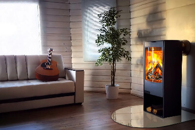 Lastra in vetro per caminetto semiovale di colore beige