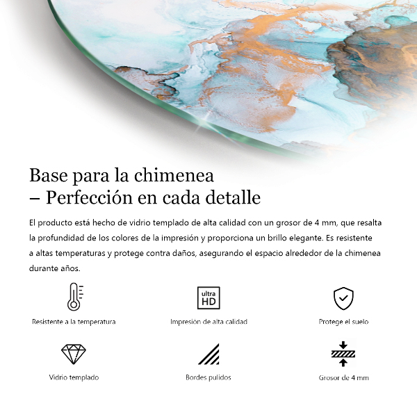 Vetro sotto il camino semiovale di colore grigio