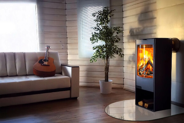 Lastra in vetro per caminetto semiovale di colore rosa pallido