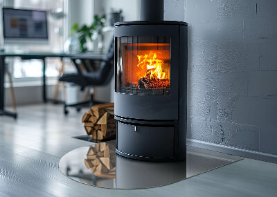 Vetro sotto il camino semiovale di colore grigio chiaro