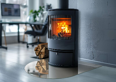 Lastra in vetro per caminetto semiovale nel colore beige