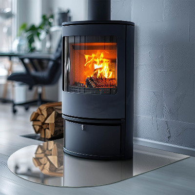 Lastra in vetro per caminetto semiovale di colore avorio