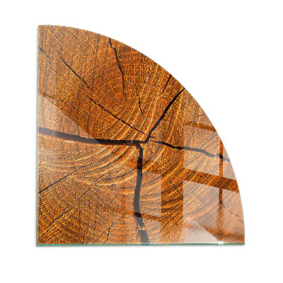 Vetro sotto stufa a quarto di cerchio Legno in sezione trasversale con venature naturali