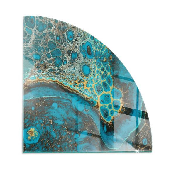 Vetro sotto il camino a quarto di cerchio con motivo organico in stile astratto