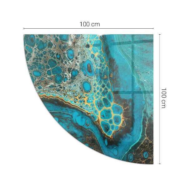Vetro sotto il camino a quarto di cerchio con motivo organico in stile astratto