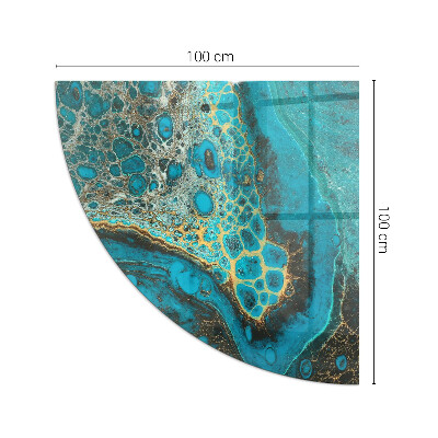 Vetro sotto il camino a quarto di cerchio con motivo organico in stile astratto