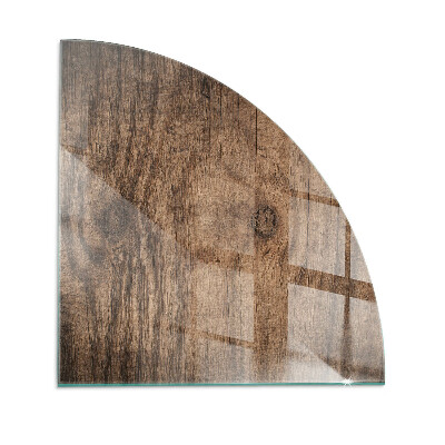 Vetro sotto il camino a quarto di cerchio con motivo in legno di pino