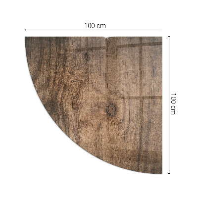 Vetro sotto il camino a quarto di cerchio con motivo in legno di pino