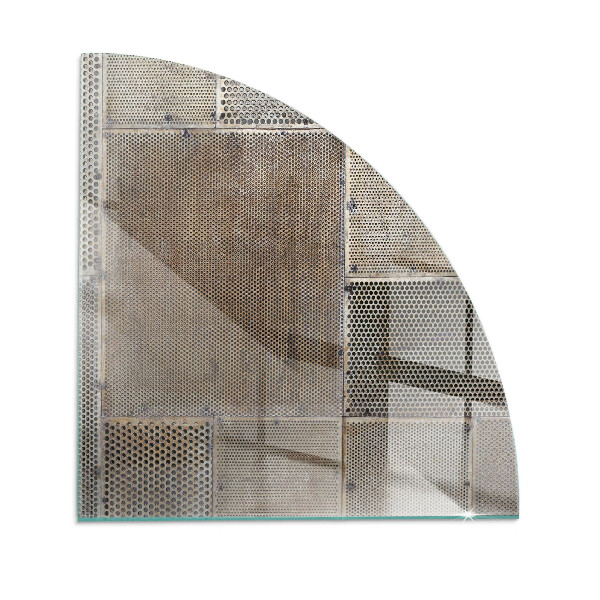 Vetro sotto il camino a quarto di cerchio con motivo in acciaio perforato