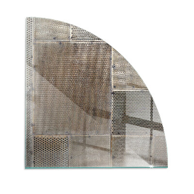 Vetro sotto il camino a quarto di cerchio con motivo in acciaio perforato