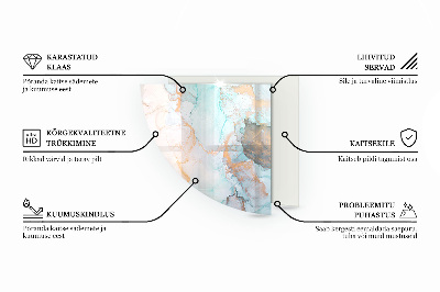 Vetro sotto stufa a quarto di cerchio con motivo organico effetto marmo
