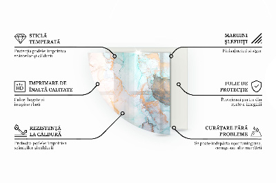 Vetro sotto stufa a quarto di cerchio con motivo organico effetto marmo